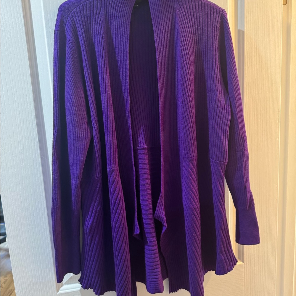 Eileen Fisher Rich Purple Ribbed Cardigan